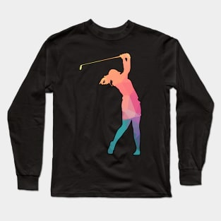 Colorful Geometric golf Woman Player Long Sleeve T-Shirt